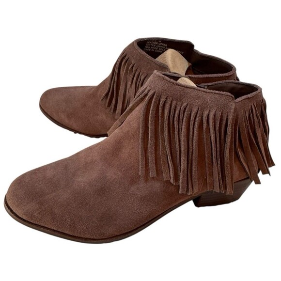 Steve Madden Womens Patzee Boot Size 7 Brown Suede‎ Fringe Bootie Low Block Heel - Picture 5 of 14